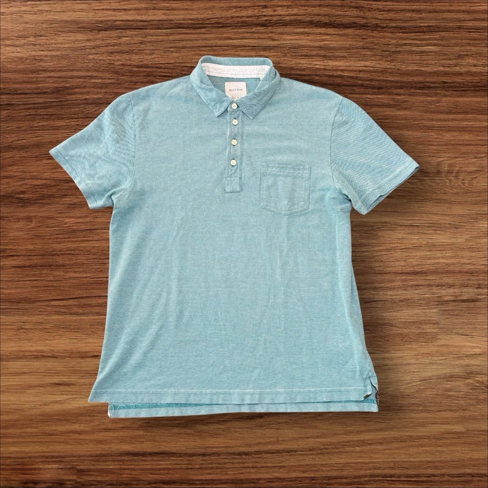 Billy Reid Pensacola Polo Blue Men's Size Medium Organic Cotton - Picture 2 of 7